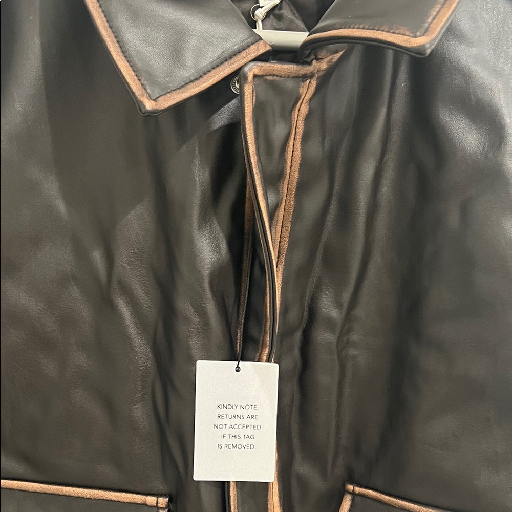 L'Academie Black and Brown Leather Jacket - Picture 5 of 8